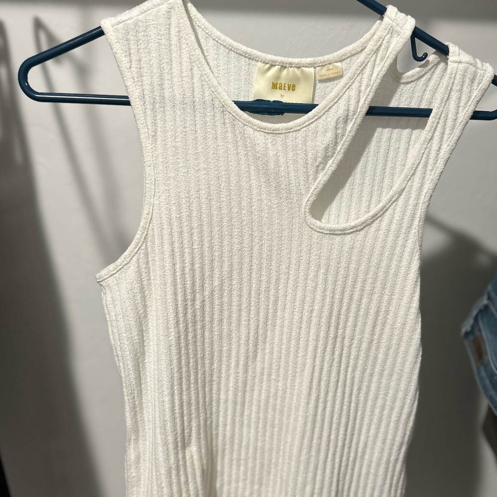Anthropologie Maeve Ivory Ribbed Tank Top - Picture 4 of 4